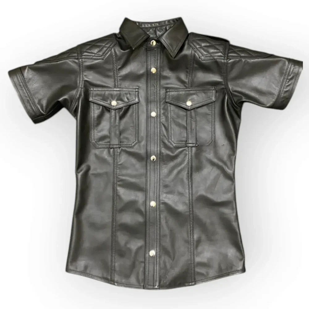 Quilted Black Motorcycle Riders Style Leather Uniform Set