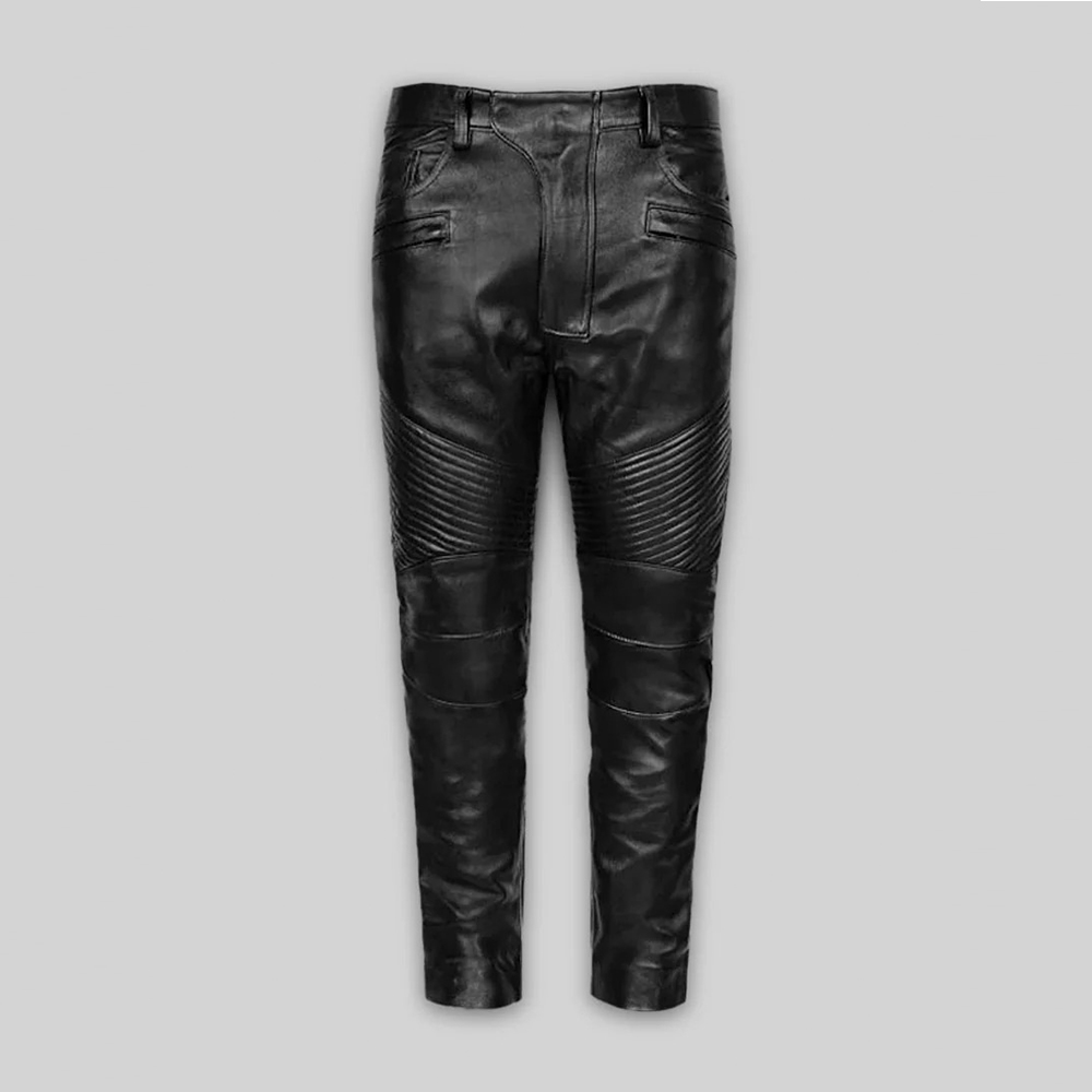 Black leather jeans