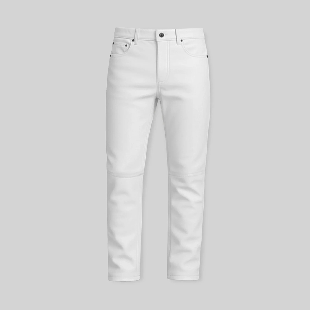 White Genuine Leather Pants