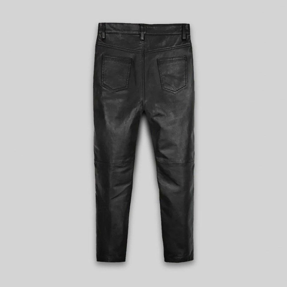 Leather Zipper Jeans