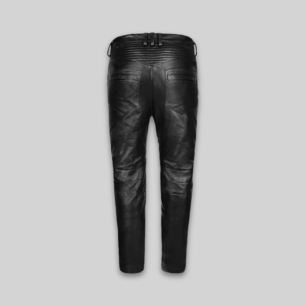 Black leather jeans