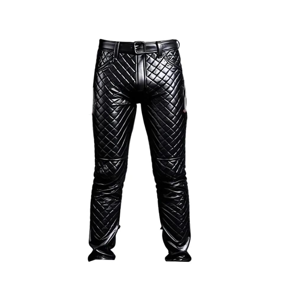 Black Quilted Leather Pant