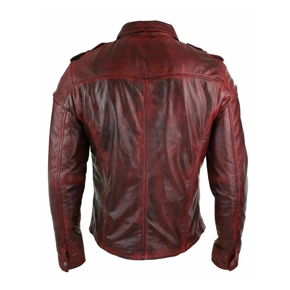 Men’s Genuine Sheepskin Leather Brown Wax Shirt