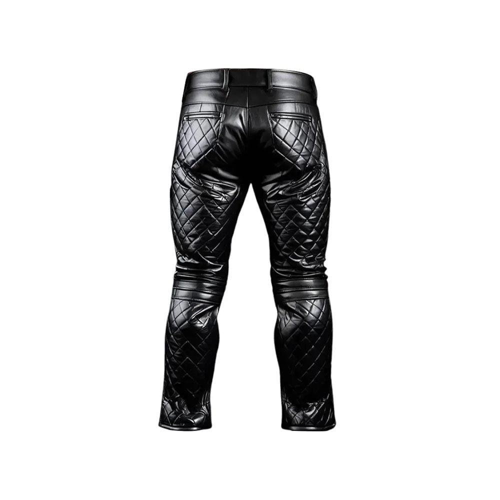 Black Quilted Leather Pant