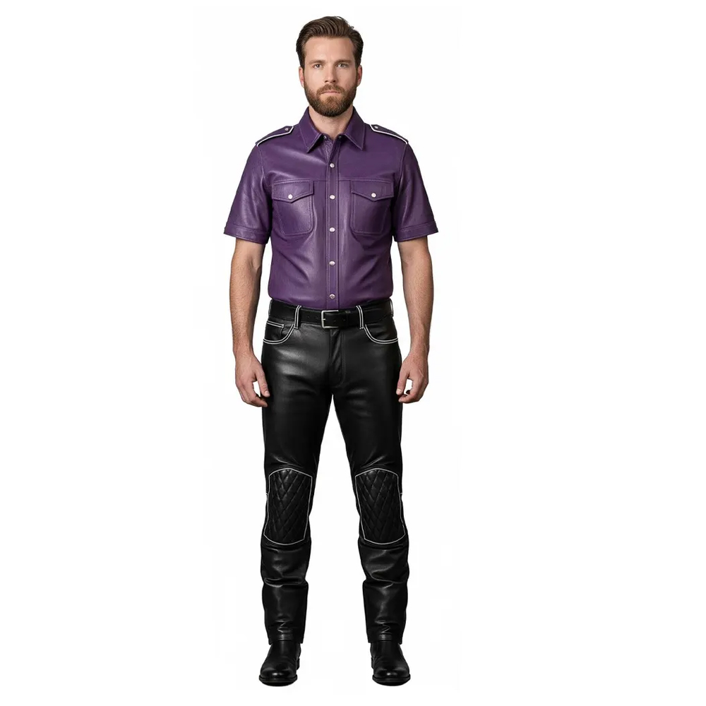 Purple Leather Uniform Set Custom Fit Police Style