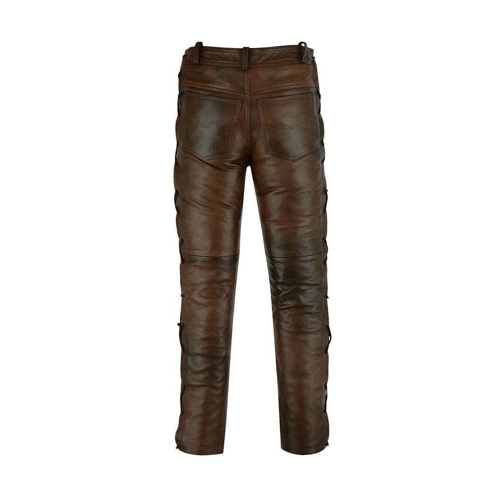 Mens Brown Jean Leather Pants