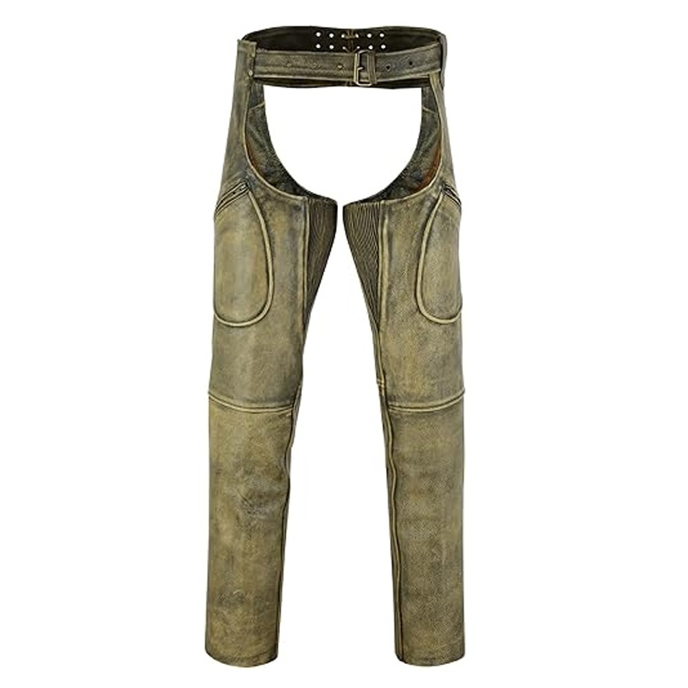 LuxHide Mens Top-Grain Cowhide Vintage Premium Motorcycle Leather Chap