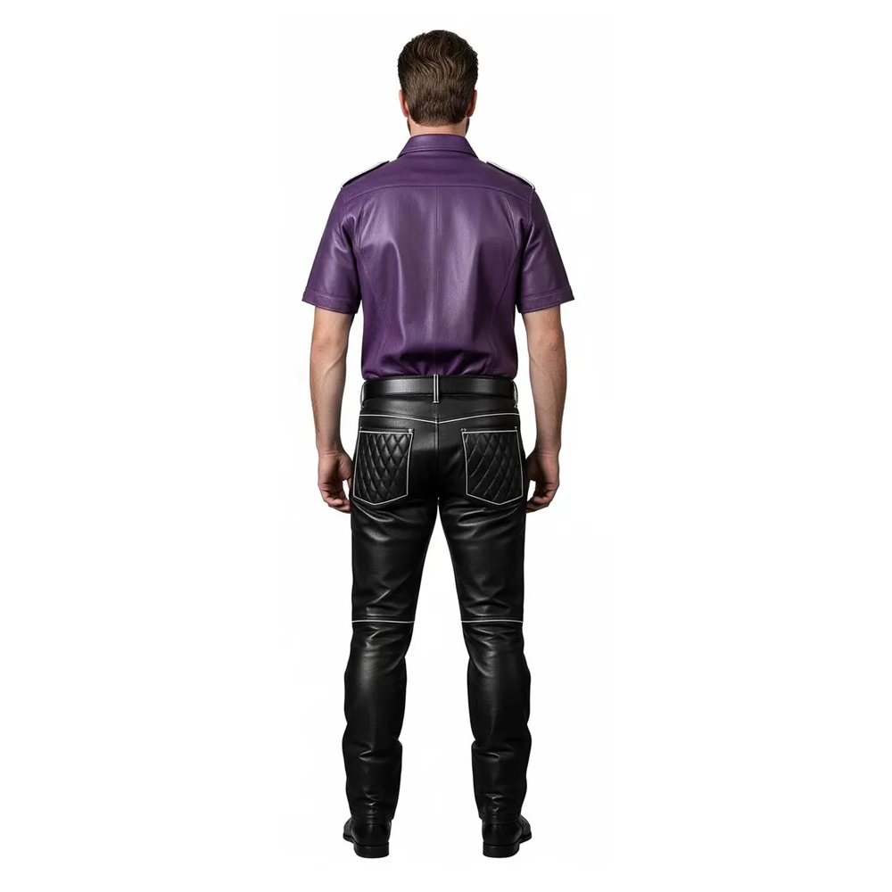 Purple Leather Uniform Set Custom Fit Police Style