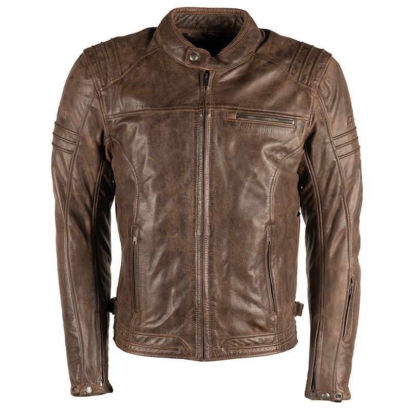 Men’s Distressed Brown Leather Cafe Racer Biker Jacket