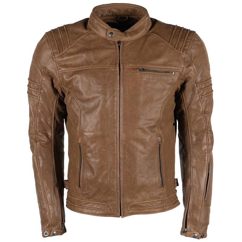 Men’s Light Brown Leather Cafe Racer Jacket