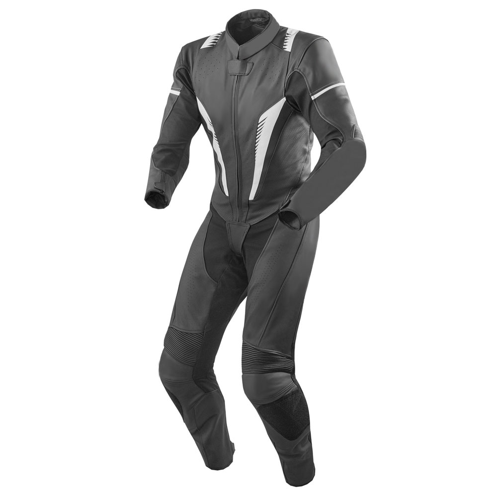 Motorcycle Leather Race Suit (Black/White)