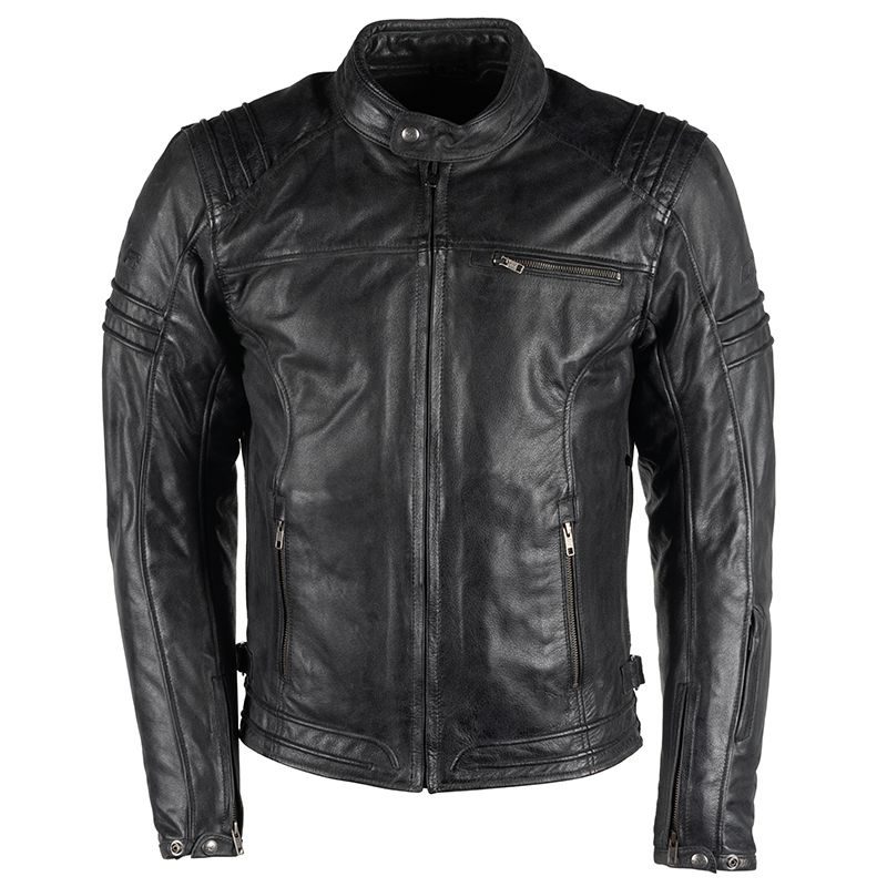 Distressed Black Leather Motorcycle Jacket