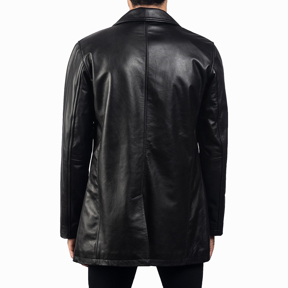 Single-Breasted Leather Coat