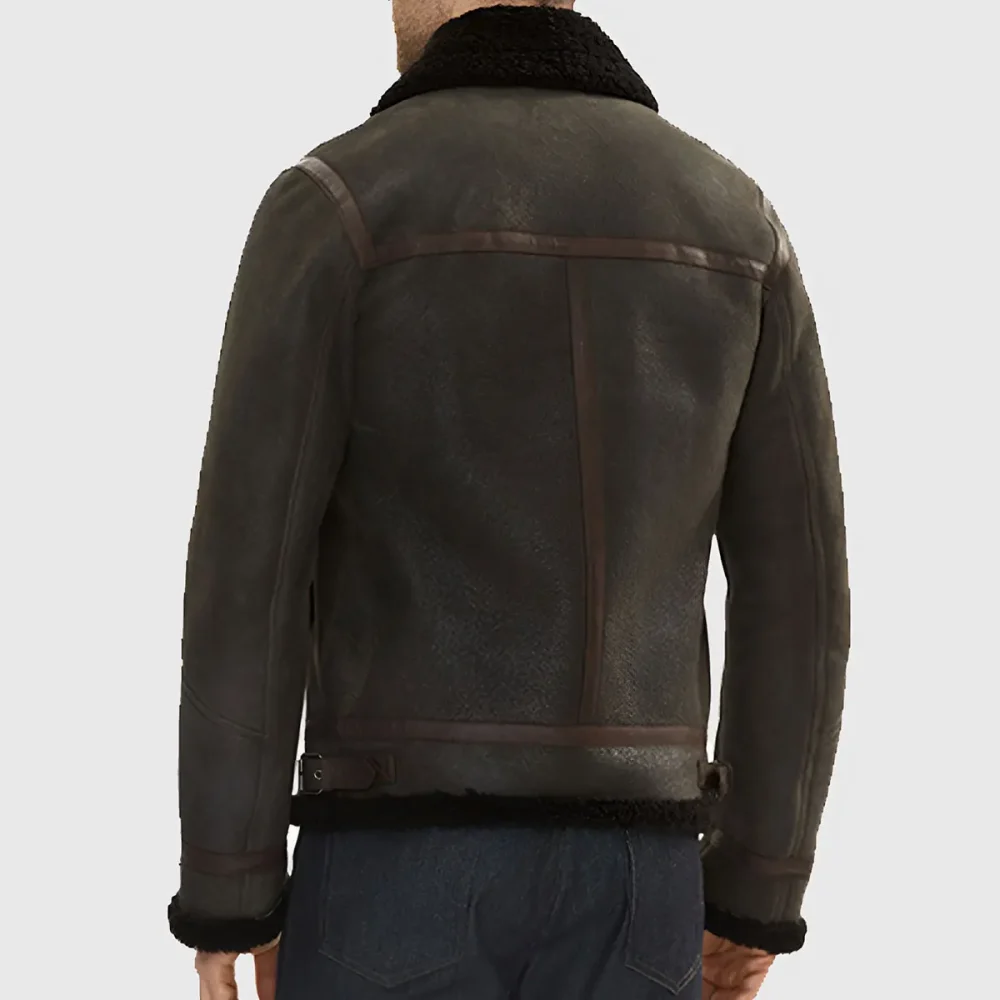 Men’s Distressed Brown B3 Shearling Bomber Jacket