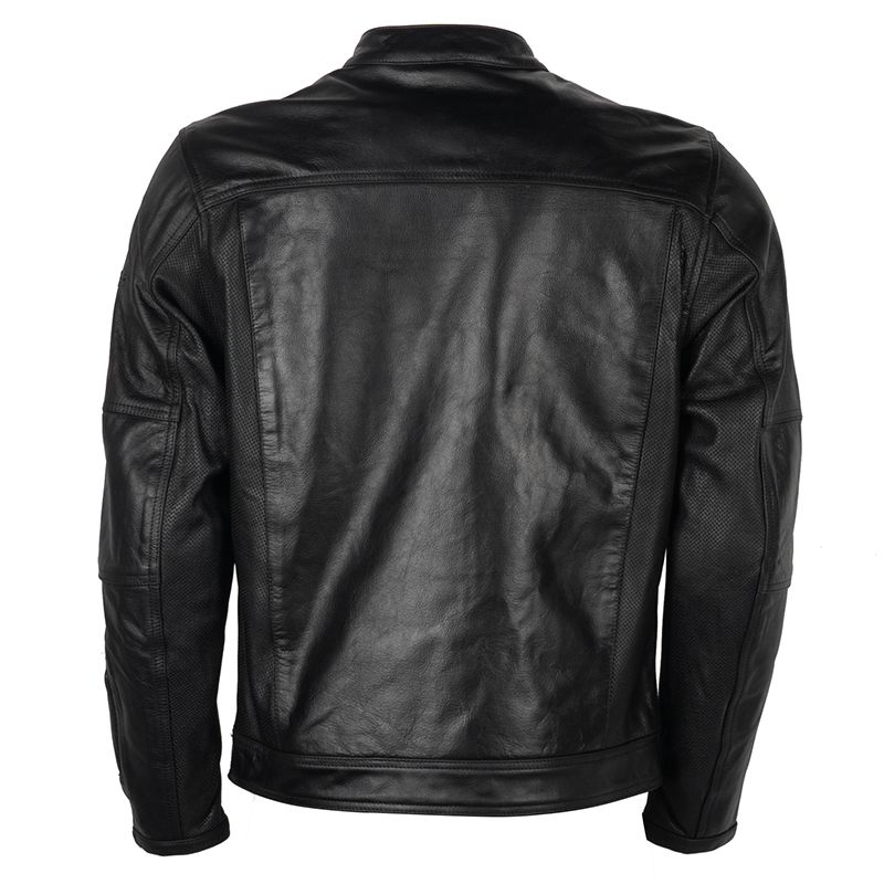 Men’s Perforated Panel Black Leather Motorcycle Jacket