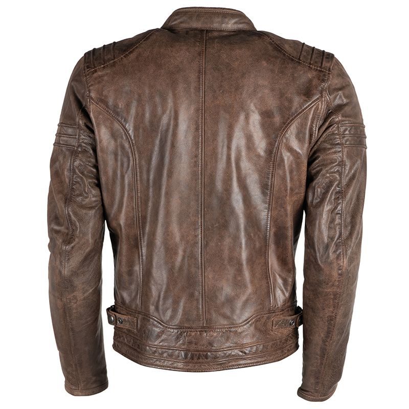 Men’s Distressed Brown Leather Cafe Racer Biker Jacket
