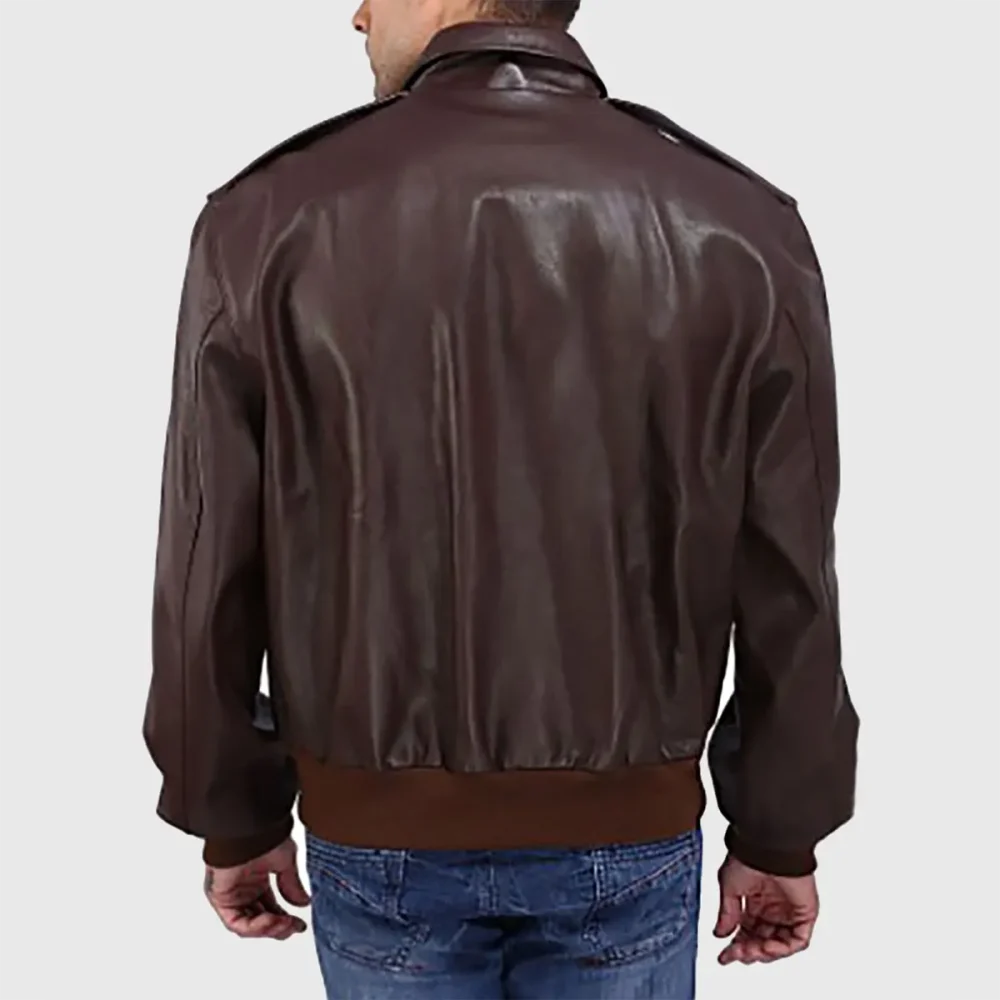 Men’s Classic Brown Leather A-2 Bomber Jacket