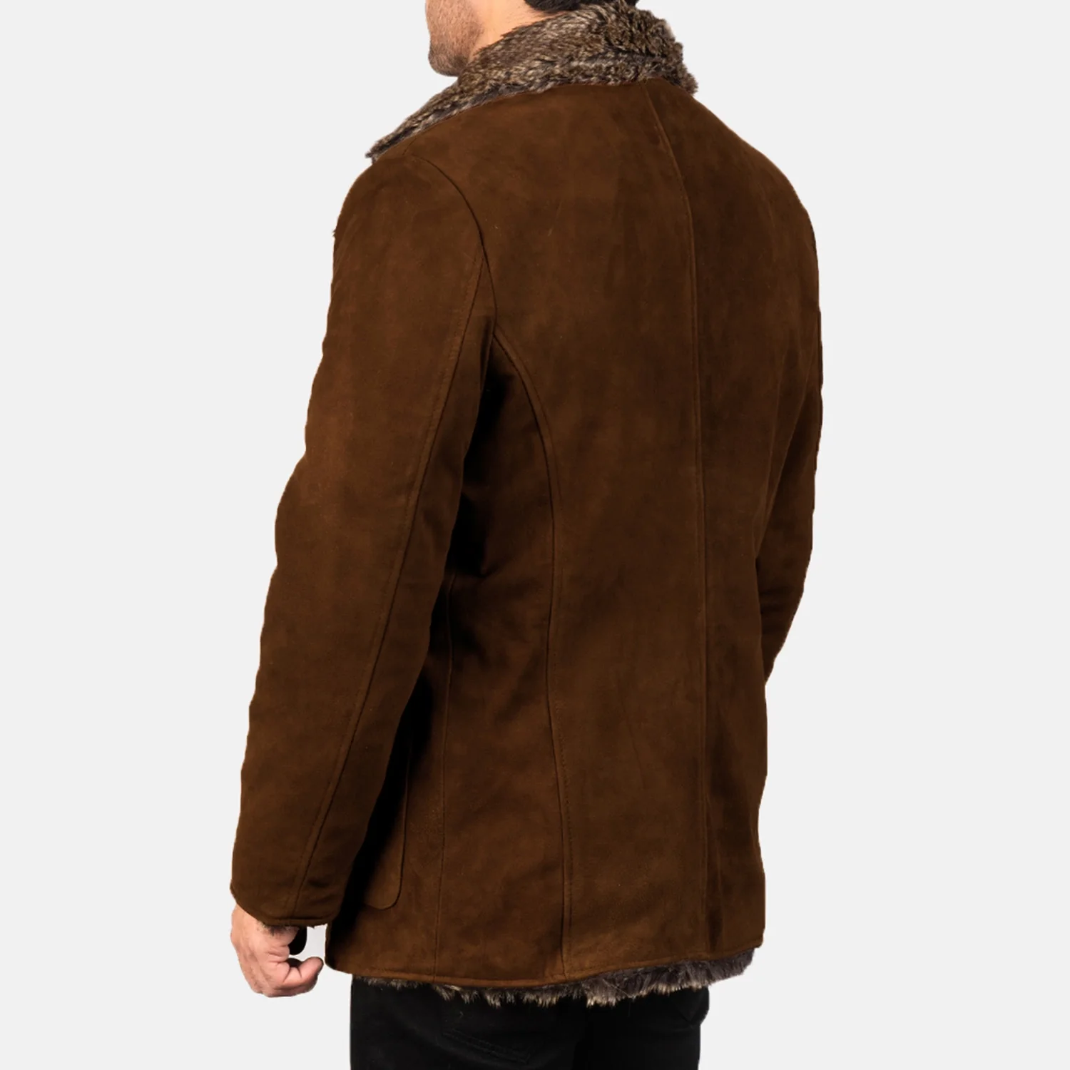 Furlong Brown Suede Leather Coat - Image 2