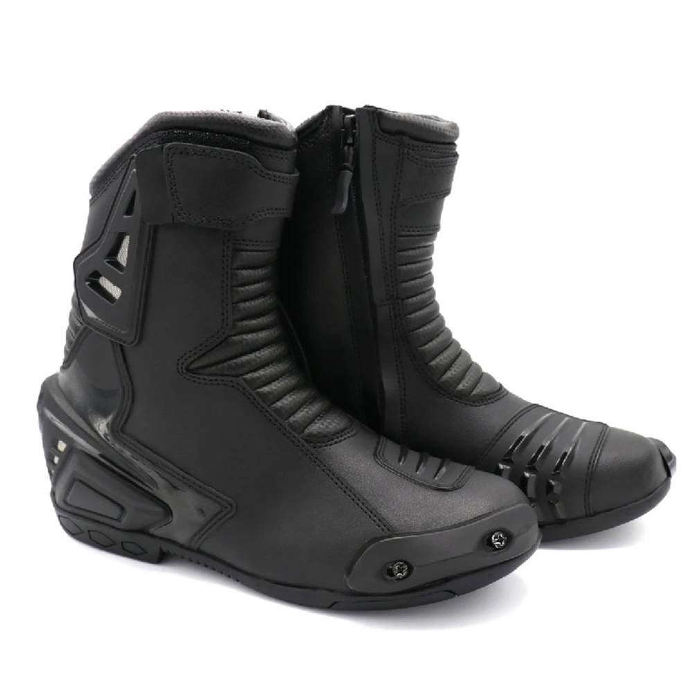 All-Black Mid-Height Motorcycle Riding Shoes