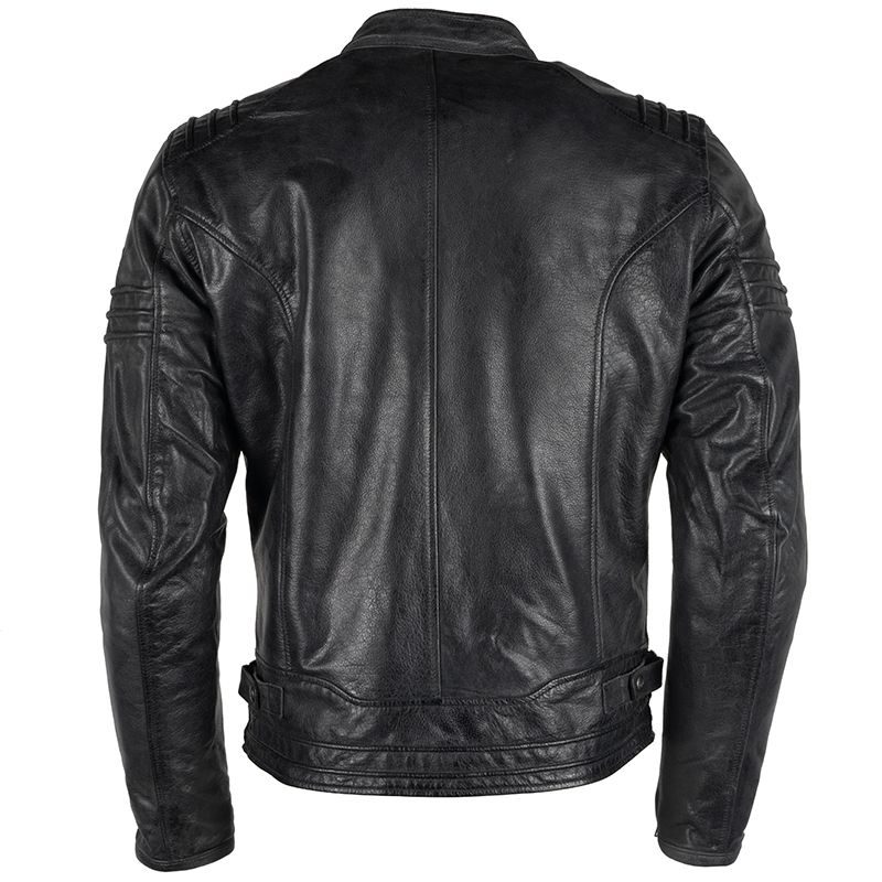 Distressed Black Leather Motorcycle Jacket