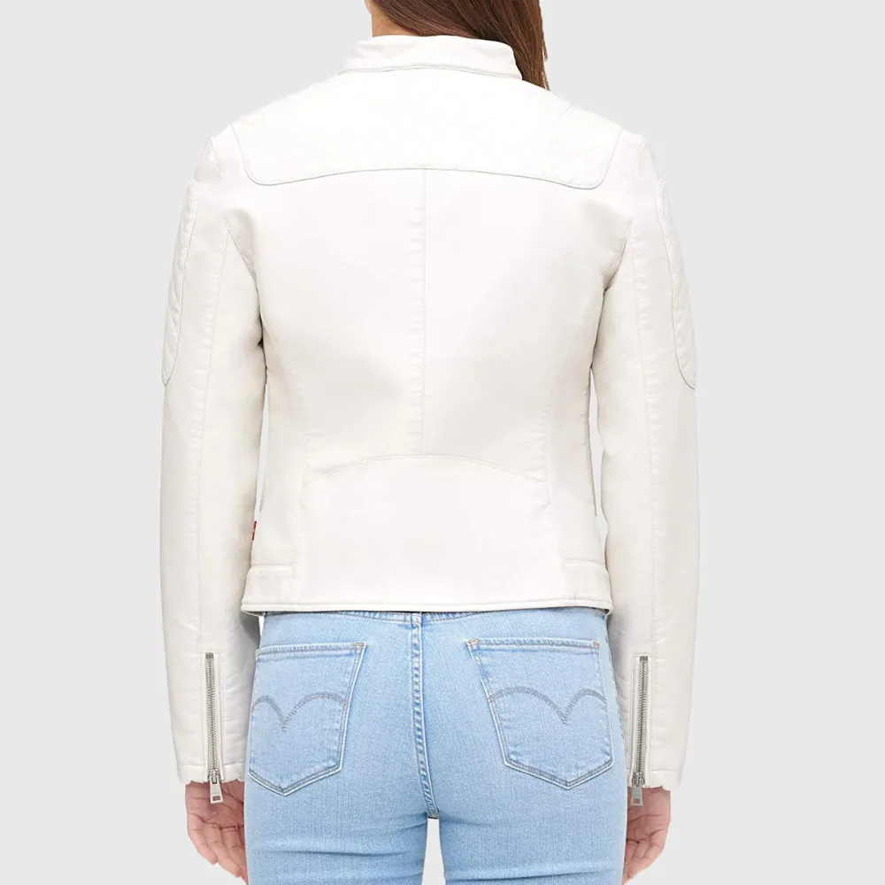 Ladies’ Clean White Biker Jacket
