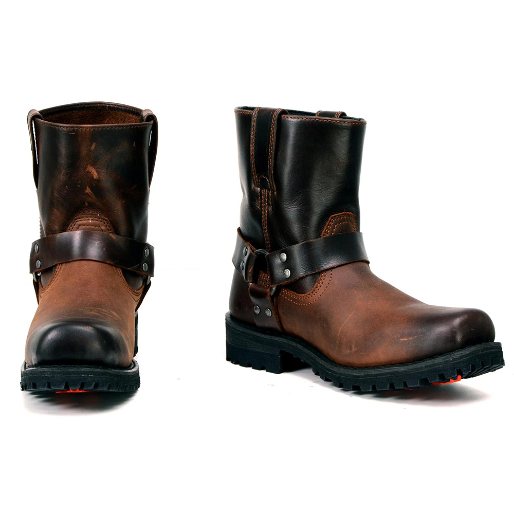 Men’s Brown Harness Motorcycle Boots