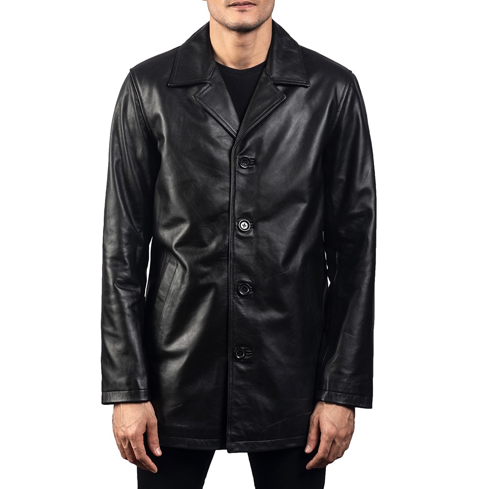 Single-Breasted Leather Coat