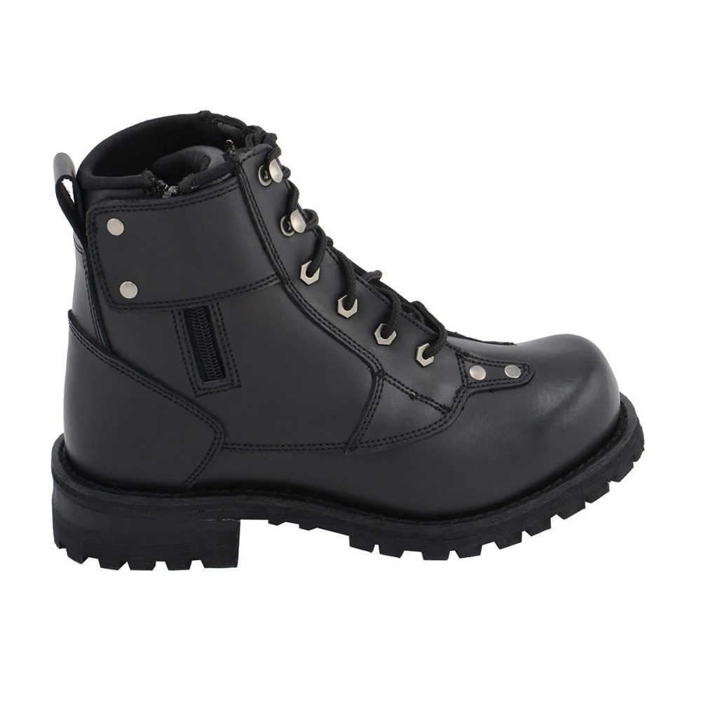 Black Leather Motorcycle Biker Boots