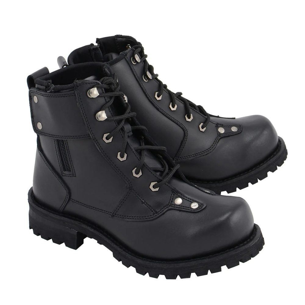 Black Leather Motorcycle Biker Boots